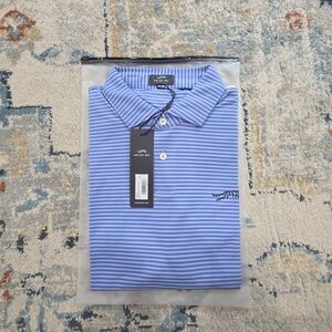 Sun Day Red Blue Striped Polo Golf Shirt